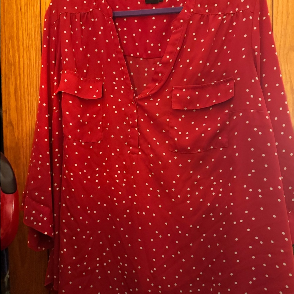 Torrid Red Blouse with White Dots